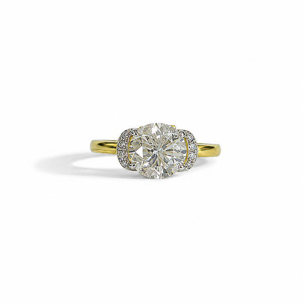 2.155 CT Round E VVS2 Diamond Halo Engagement Ring - 14K