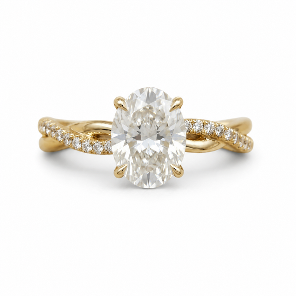 3.00 CTW Oval Diamond Engagement Ring | 14K Yellow Gold