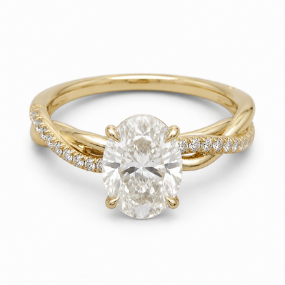 3.00 CTW Oval Diamond Engagement Ring | 14K Yellow Gold