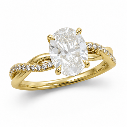 3.00 CTW Oval Diamond Engagement Ring | 14K Yellow Gold