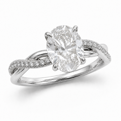 3.00 CTW Oval Diamond Engagement Ring | 14K Yellow Gold
