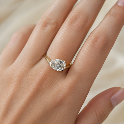2.52 CT Pear Cut Diamond Engagement Ring - 14K Yellow Gold