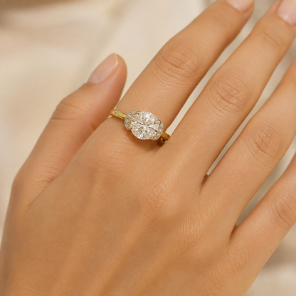 2.155 CT Round E VVS2 Diamond Halo Engagement Ring - 14K